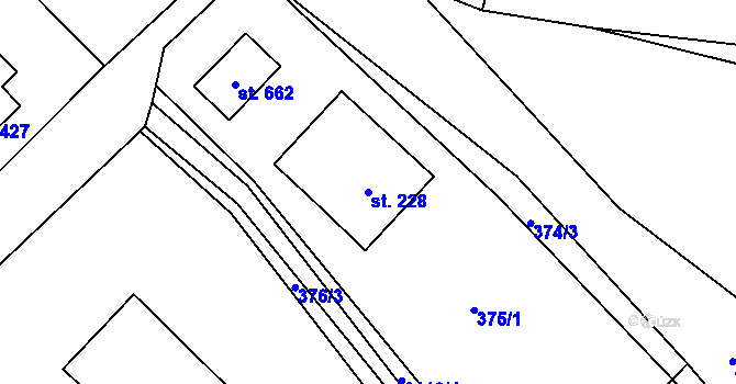 Parcela st. 228 v KÚ Ropice, Katastrální mapa