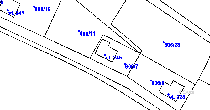 Parcela st. 245 v KÚ Ropice, Katastrální mapa
