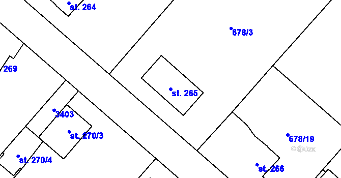 Parcela st. 265 v KÚ Ropice, Katastrální mapa
