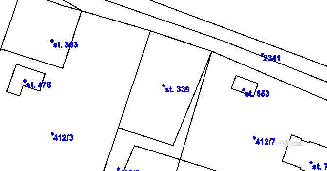 Parcela st. 339 v KÚ Ropice, Katastrální mapa