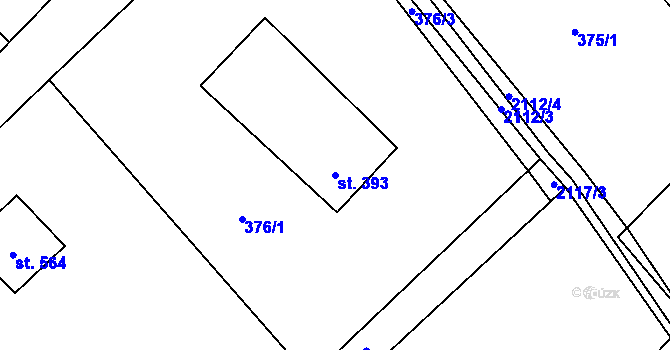 Parcela st. 393 v KÚ Ropice, Katastrální mapa