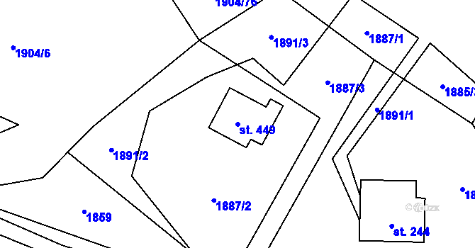 Parcela st. 449 v KÚ Ropice, Katastrální mapa