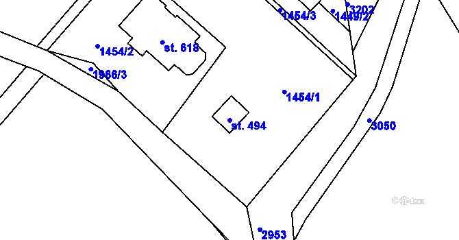 Parcela st. 494 v KÚ Ropice, Katastrální mapa