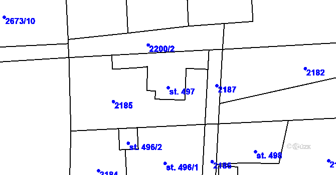 Parcela st. 497 v KÚ Ropice, Katastrální mapa