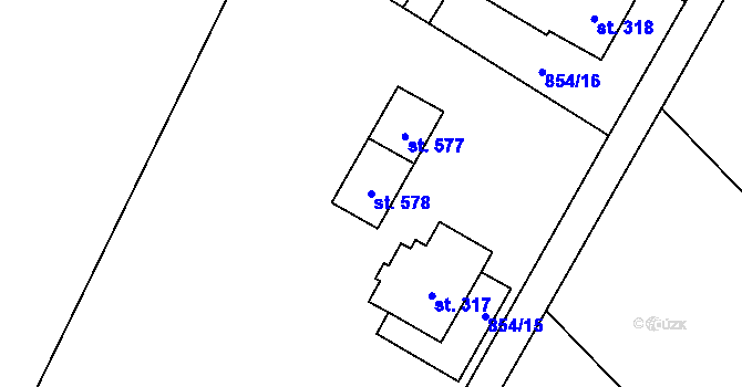Parcela st. 578 v KÚ Ropice, Katastrální mapa