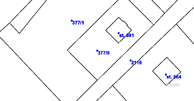 Parcela st. 377/5 v KÚ Ropice, Katastrální mapa