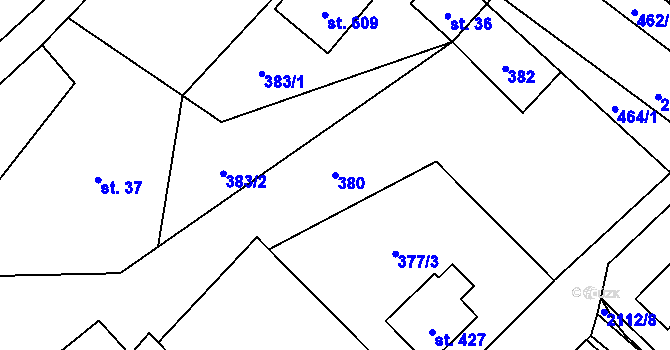 Parcela st. 380 v KÚ Ropice, Katastrální mapa