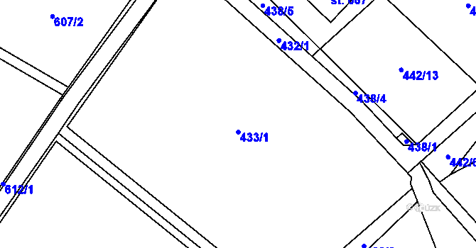 Parcela st. 433 v KÚ Ropice, Katastrální mapa