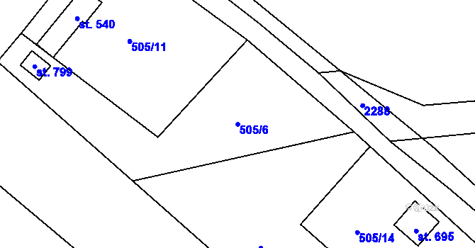 Parcela st. 505/6 v KÚ Ropice, Katastrální mapa