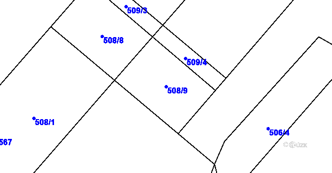 Parcela st. 508/9 v KÚ Ropice, Katastrální mapa