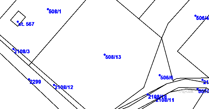 Parcela st. 508/13 v KÚ Ropice, Katastrální mapa