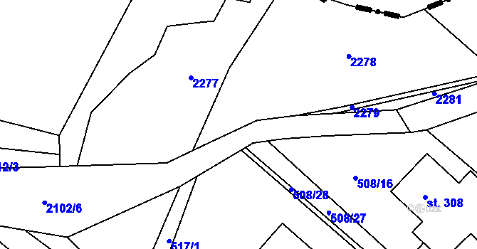 Parcela st. 508/17 v KÚ Ropice, Katastrální mapa