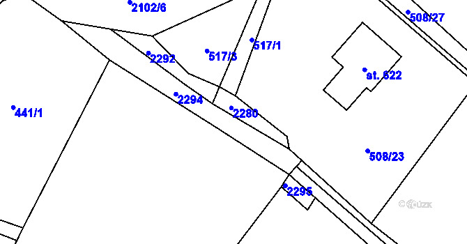Parcela st. 512/1 v KÚ Ropice, Katastrální mapa
