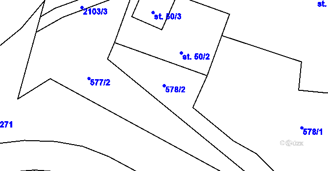 Parcela st. 578/2 v KÚ Ropice, Katastrální mapa