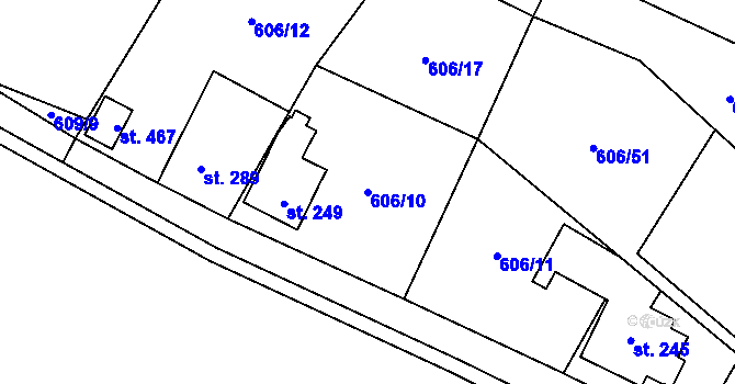 Parcela st. 606/10 v KÚ Ropice, Katastrální mapa