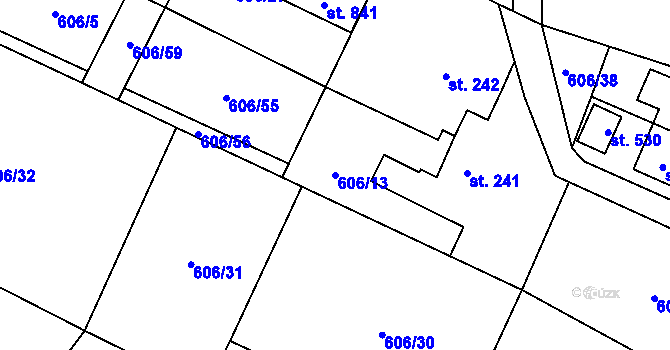 Parcela st. 606/13 v KÚ Ropice, Katastrální mapa