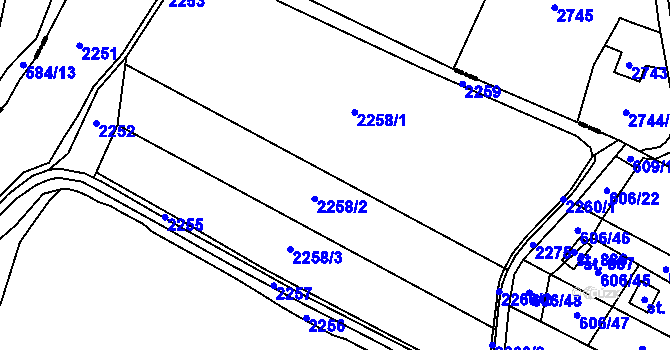 Parcela st. 606/16 v KÚ Ropice, Katastrální mapa