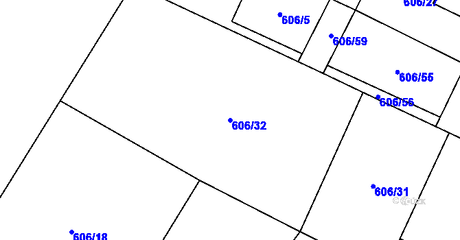 Parcela st. 606/32 v KÚ Ropice, Katastrální mapa