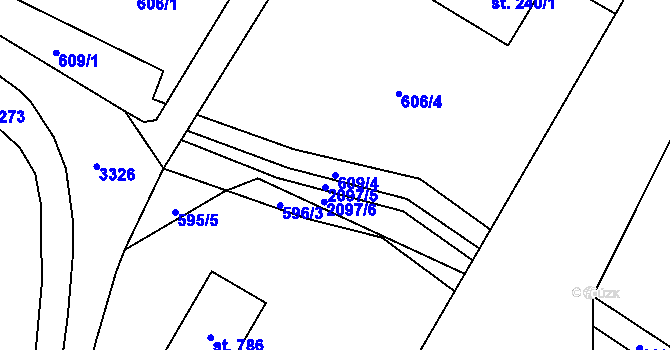 Parcela st. 609/4 v KÚ Ropice, Katastrální mapa