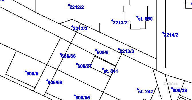 Parcela st. 609/8 v KÚ Ropice, Katastrální mapa