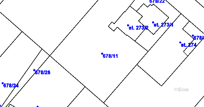 Parcela st. 678/11 v KÚ Ropice, Katastrální mapa