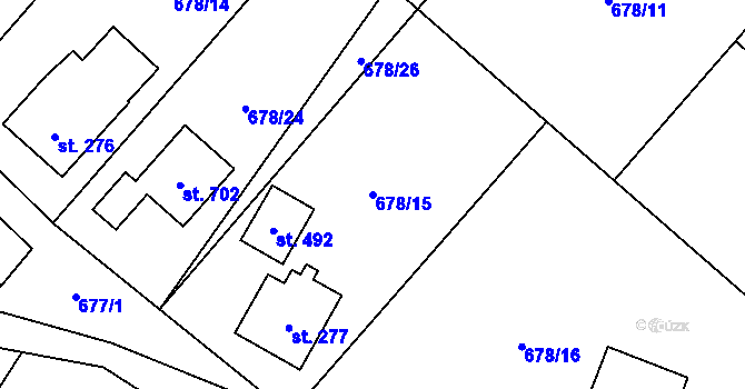 Parcela st. 678/15 v KÚ Ropice, Katastrální mapa
