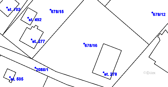 Parcela st. 678/16 v KÚ Ropice, Katastrální mapa