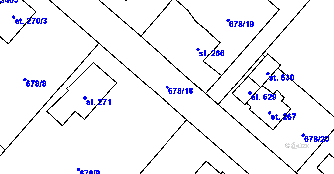 Parcela st. 678/18 v KÚ Ropice, Katastrální mapa