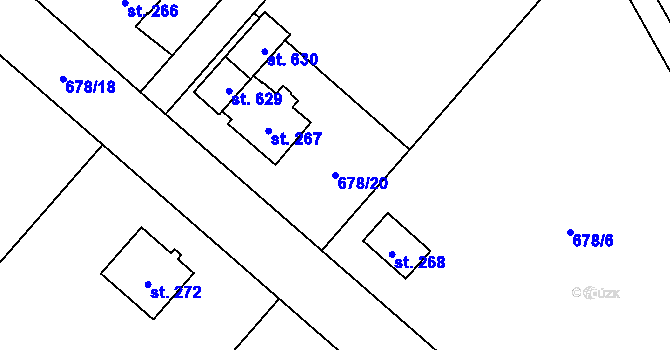 Parcela st. 678/20 v KÚ Ropice, Katastrální mapa