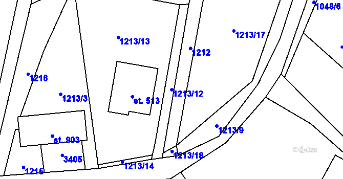 Parcela st. 1213/12 v KÚ Ropice, Katastrální mapa
