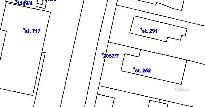 Parcela st. 2057/7 v KÚ Ropice, Katastrální mapa