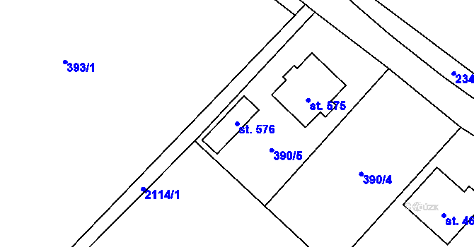 Parcela st. 576 v KÚ Ropice, Katastrální mapa