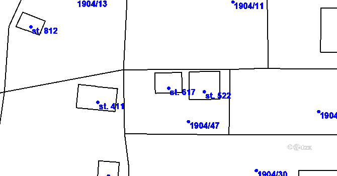 Parcela st. 617 v KÚ Ropice, Katastrální mapa