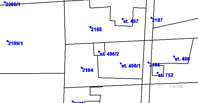 Parcela st. 496/2 v KÚ Ropice, Katastrální mapa
