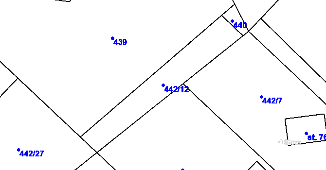 Parcela st. 442/12 v KÚ Ropice, Katastrální mapa