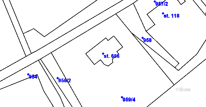 Parcela st. 656 v KÚ Ropice, Katastrální mapa