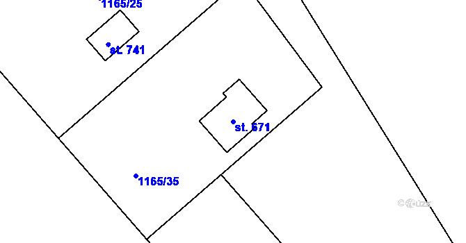 Parcela st. 671 v KÚ Ropice, Katastrální mapa