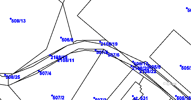 Parcela st. 507/5 v KÚ Ropice, Katastrální mapa