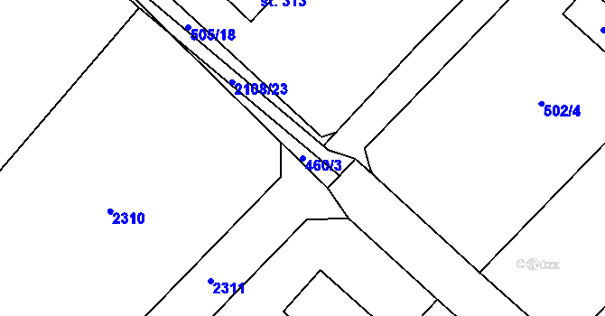 Parcela st. 460/3 v KÚ Ropice, Katastrální mapa