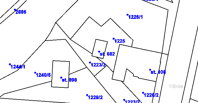 Parcela st. 682 v KÚ Ropice, Katastrální mapa
