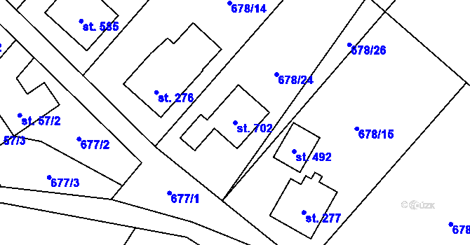 Parcela st. 702 v KÚ Ropice, Katastrální mapa