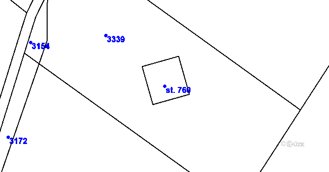 Parcela st. 760 v KÚ Ropice, Katastrální mapa