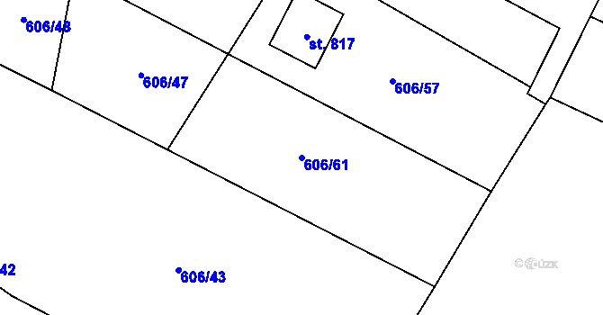 Parcela st. 606/61 v KÚ Ropice, Katastrální mapa