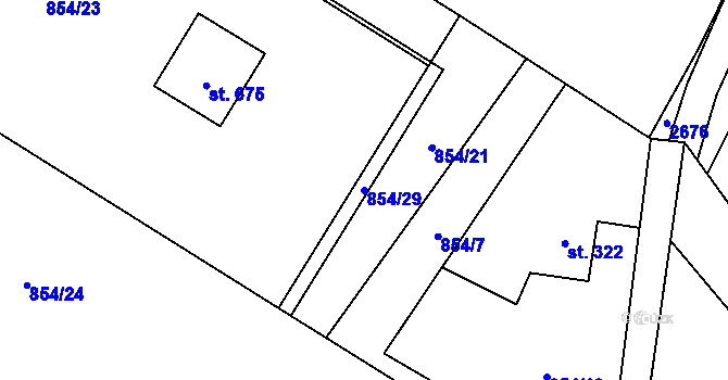 Parcela st. 854/29 v KÚ Ropice, Katastrální mapa