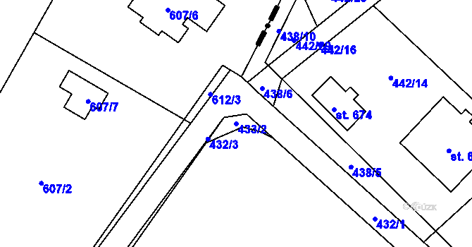 Parcela st. 433/2 v KÚ Ropice, Katastrální mapa