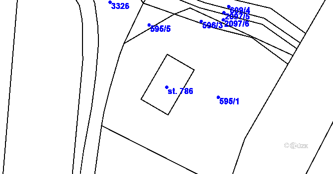 Parcela st. 786 v KÚ Ropice, Katastrální mapa