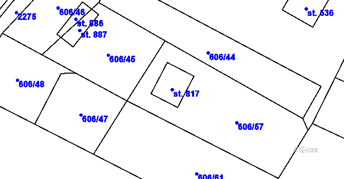 Parcela st. 817 v KÚ Ropice, Katastrální mapa