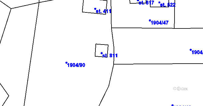 Parcela st. 811 v KÚ Ropice, Katastrální mapa