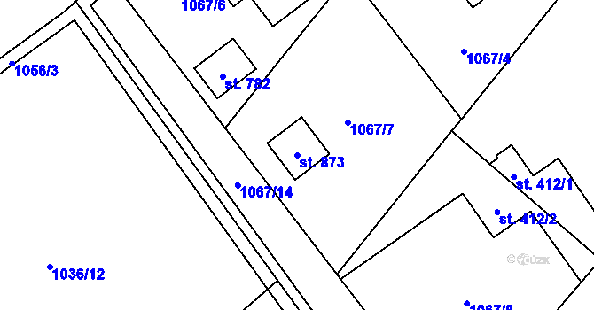 Parcela st. 873 v KÚ Ropice, Katastrální mapa