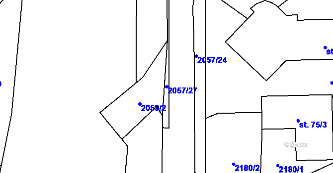 Parcela st. 2057/27 v KÚ Ropice, Katastrální mapa